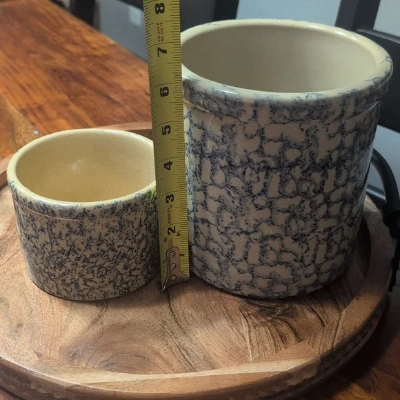 Roseville Pottery Spongeware crocks - Picture 5 of 7